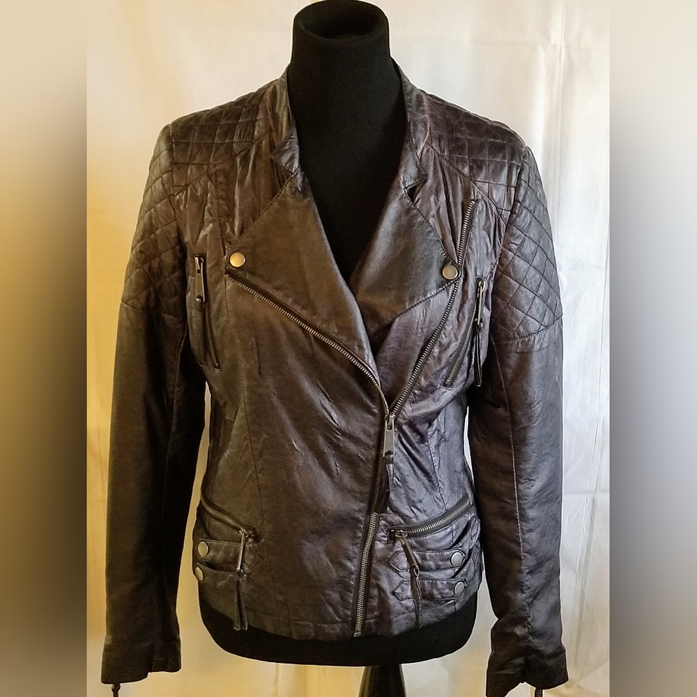 M60 Miss Sixty Faux Leather Moto Jacket Small-HOT! Looks like genuine leather!
